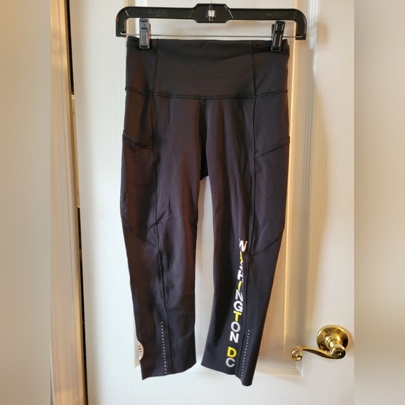Lululemon Fast & Free Crop II *Nulux 19" SoulCycle Washington DC Black Size 4 - Picture 2 of 14